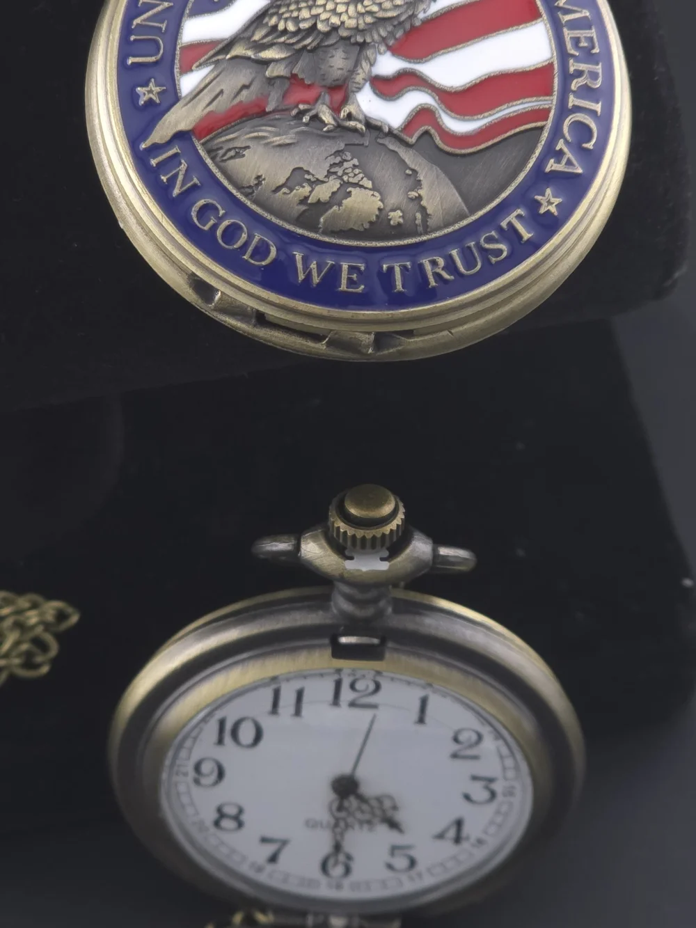 Patriotic Eagle Pocket Watch - Blue and Gold Finish